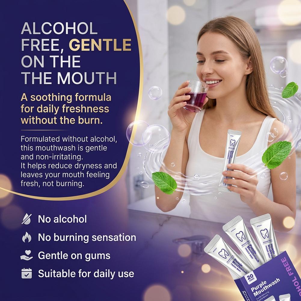 Teeth Whitening Mouthwash - Purple Mouthwash Teeth Cleaning Oral Rinse